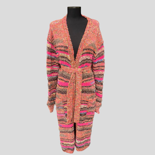 Akep Maxi Cardigan Multicolor con Filati Lurex Outlet Donna Abbigliamento