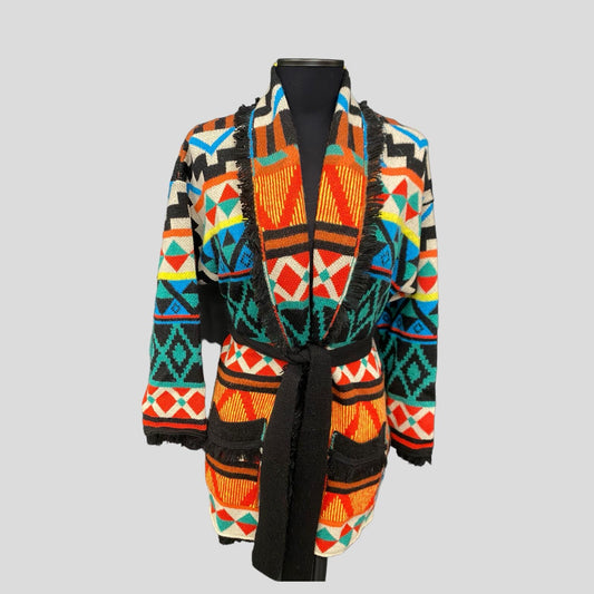 Akep Cardigan con Fantasia Geometrica Outlet Donna Abbigliamento