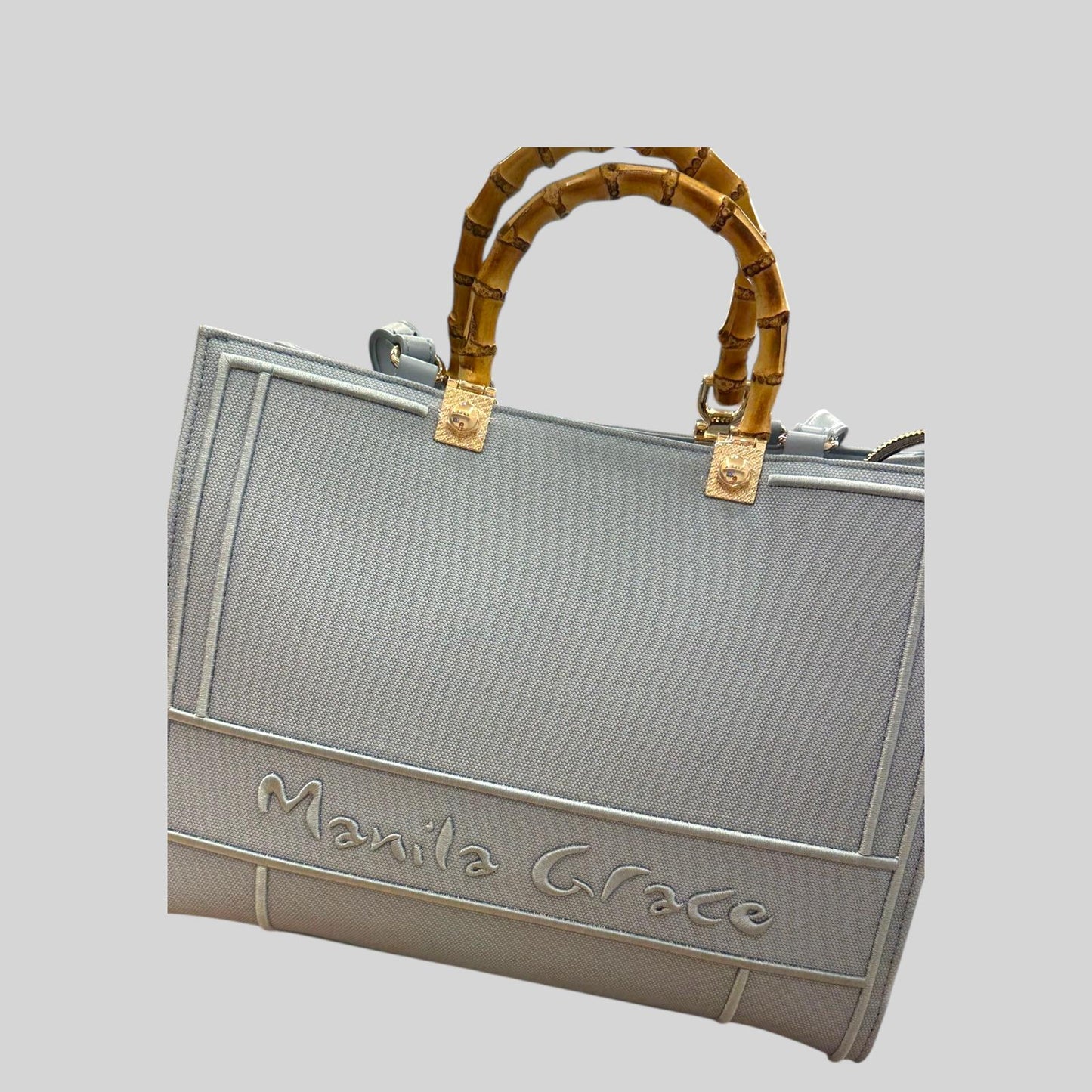 MANILA GRACE BORSA SHOPPING SMALL CON MANICI IN LEGNO