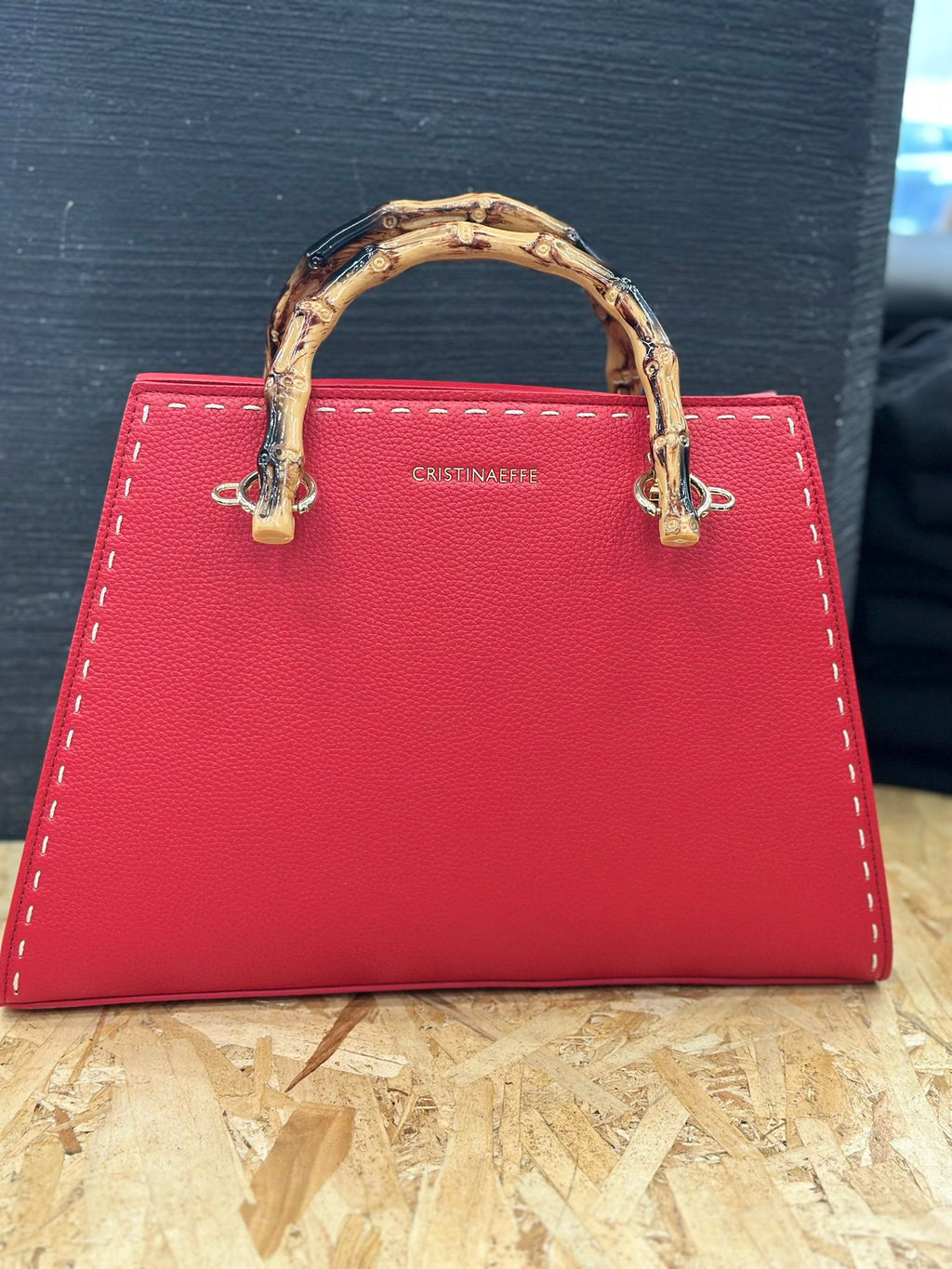 Cristina EffeBorsa Rigida con Manico in Bamboo