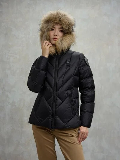 Blauer Piumino a Linee Geometriche Alicia