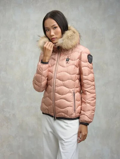 Blauer Giubbino ondina con pelliccia