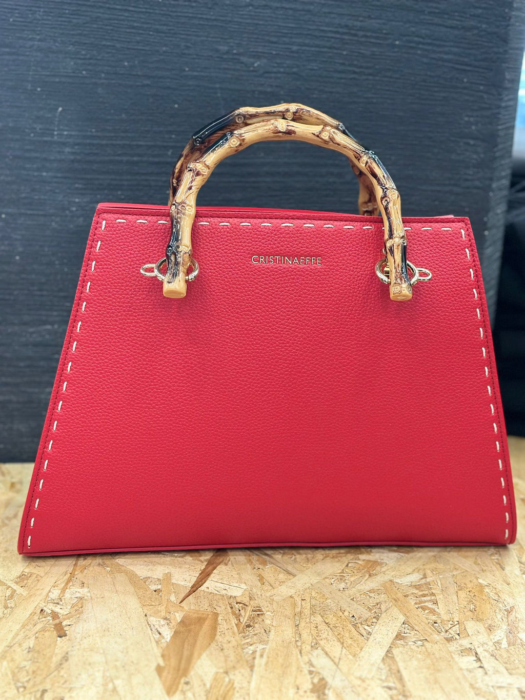 Cristina EffeBorsa Rigida con Manico in Bamboo