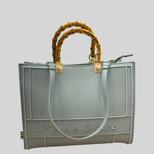 MANILA GRACE BORSA SHOPPING SMALL CON MANICI IN LEGNO