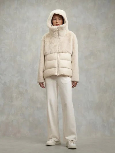 Blauer Giubbino Nylon con Peliccia Eco Fanevil