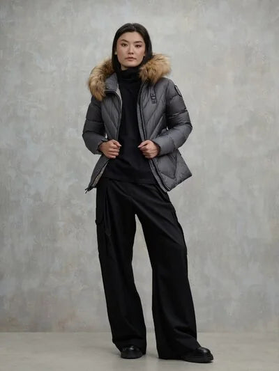 Blauer Piumino a Linee Geometriche Donna