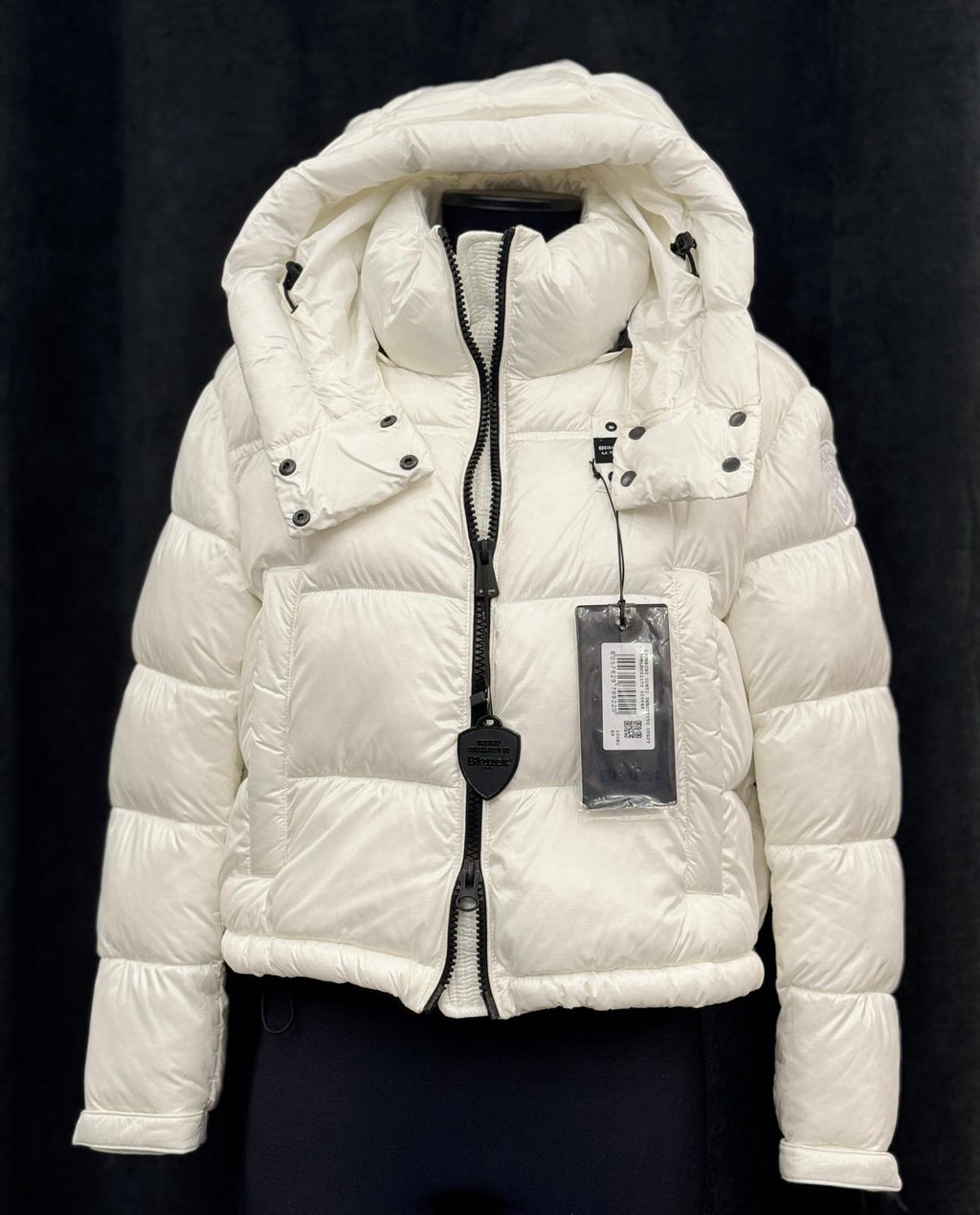 Blauer Giubbino Cropped Ovattato Donna